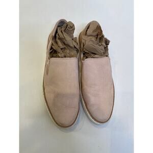 Ugg Pink “Adley” Leather Flat Slip Ons Sz 7.5 Blush Pink & Tan Suede Women's